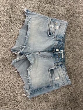 Zara Light Blue Distressed Denim Cutoff Shorts